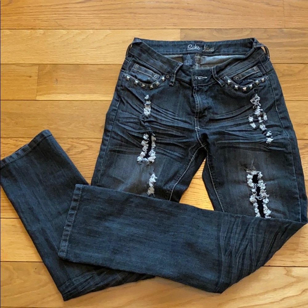 Black Ripped & Studded Jeans 👖